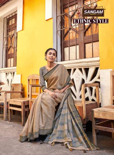 Ethnic Style By Sangam Casual Wear Linen Saree Collection